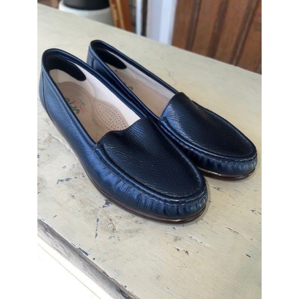 SAS Women's Shoes 9.5N Loafer Simplify Tripad Leather Navy Slip On USA